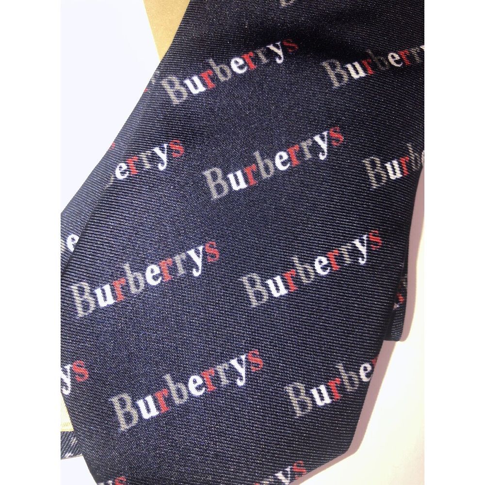 Burberry Tie‎ Navy Archive Logo Print Manston Silk Made In Italy NEW